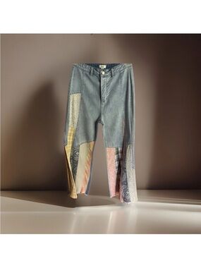 easel faded blue denim high-rise jeans